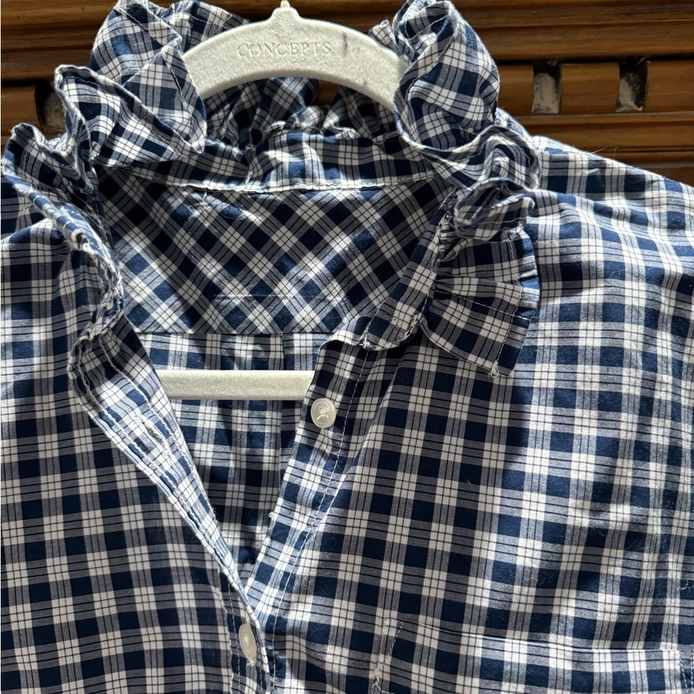 Concepts Navy Checkered Women's Button Down Shirt